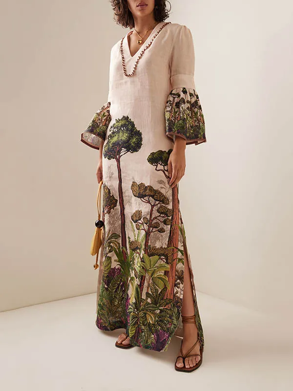 Flared Neck Maxi Dress