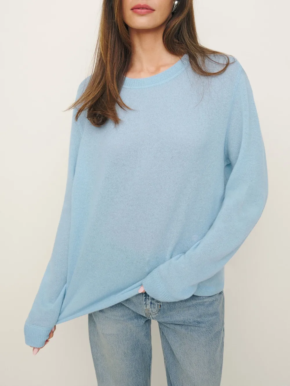 Relaxed Fit Crew Neck Knit Sweater