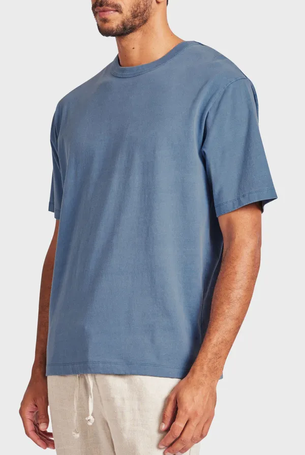 Mid Indigo Short Sleeve Crew Neck Tee
