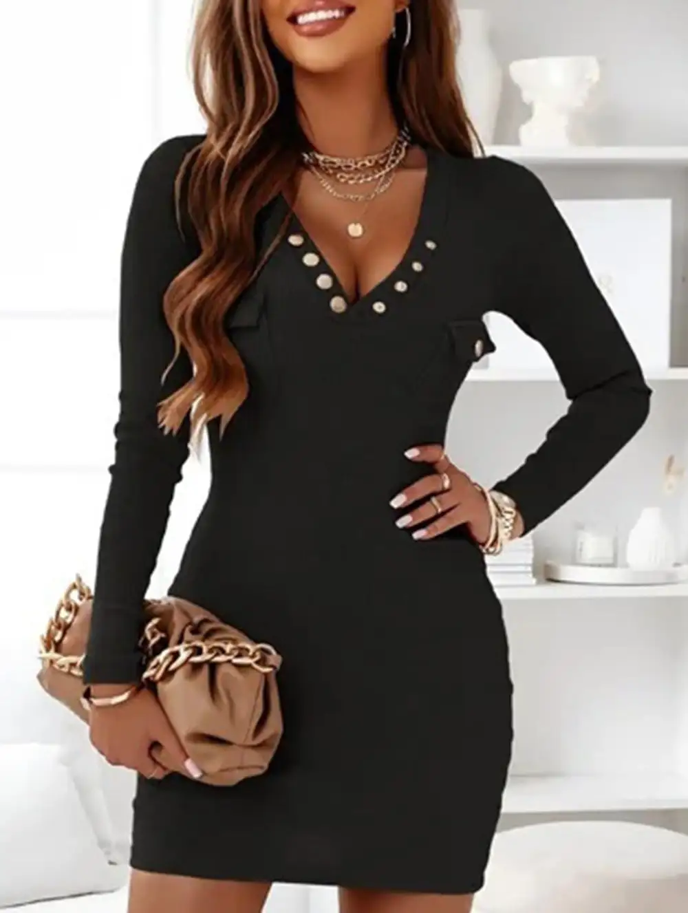 Clean Line Knit Ribbed Dress