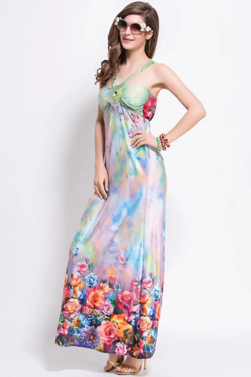 Sexy Printed Sleeveless Bohemia Beach Maxi Dress
