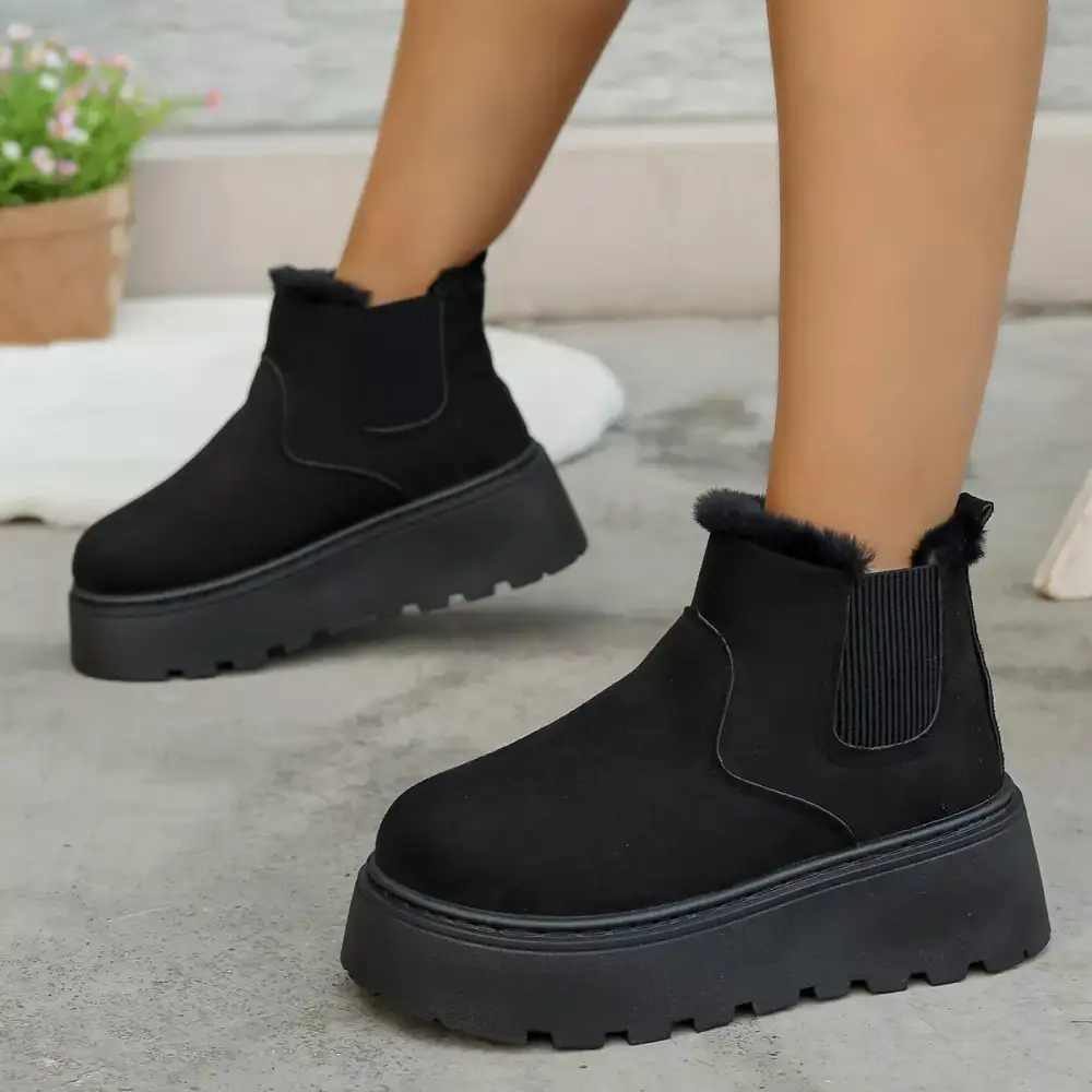 Fur Lining Platform Boots
