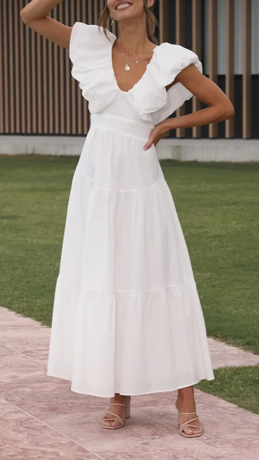Fluffy Ruffle Tiered Maxi Dress