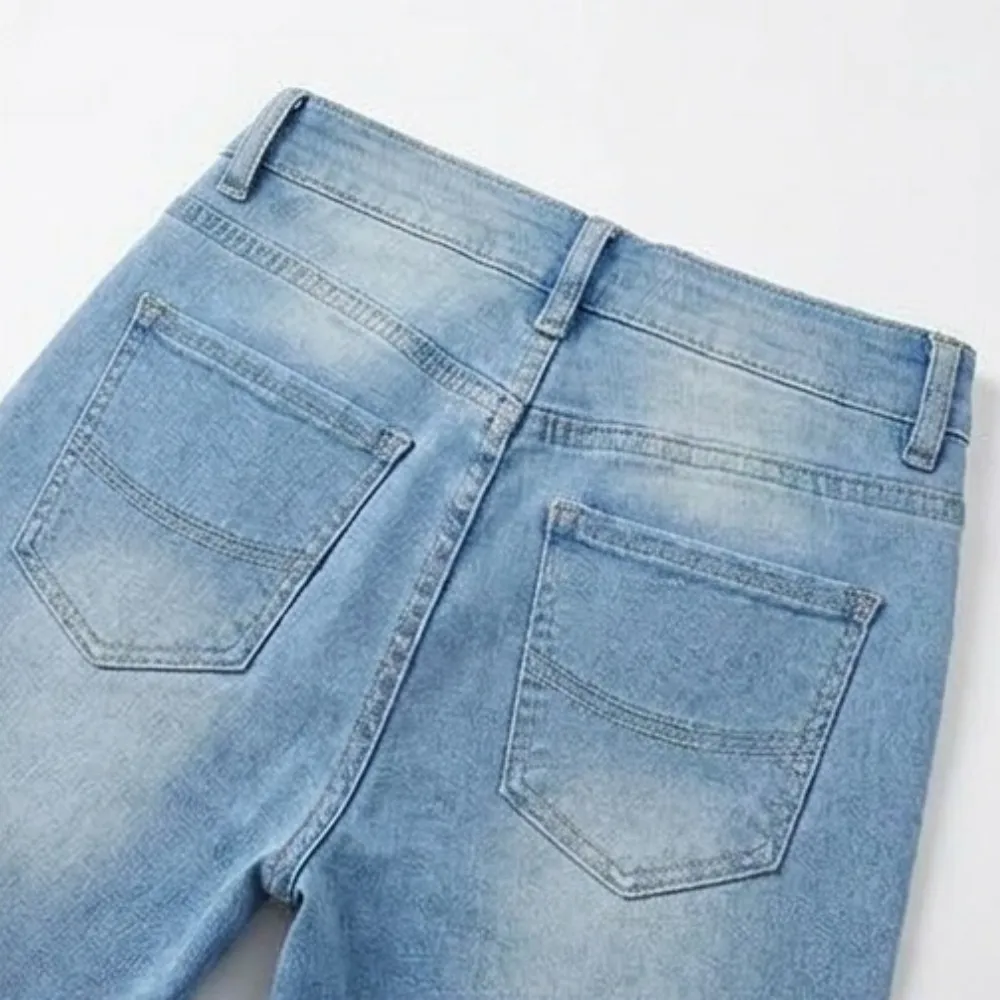Washed Denim Capri Jeans