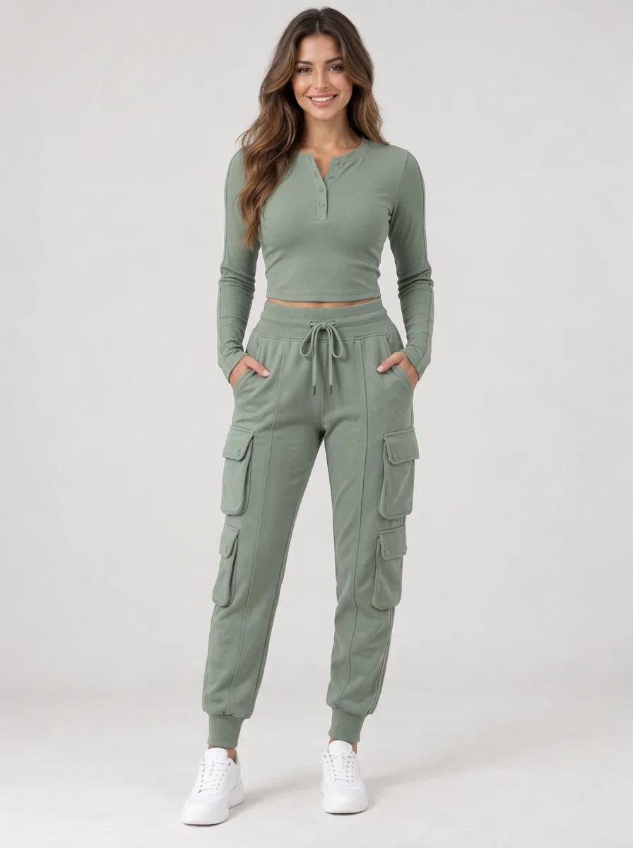 Women's Classic Multi-Pocket Cargo Active Jogger Set