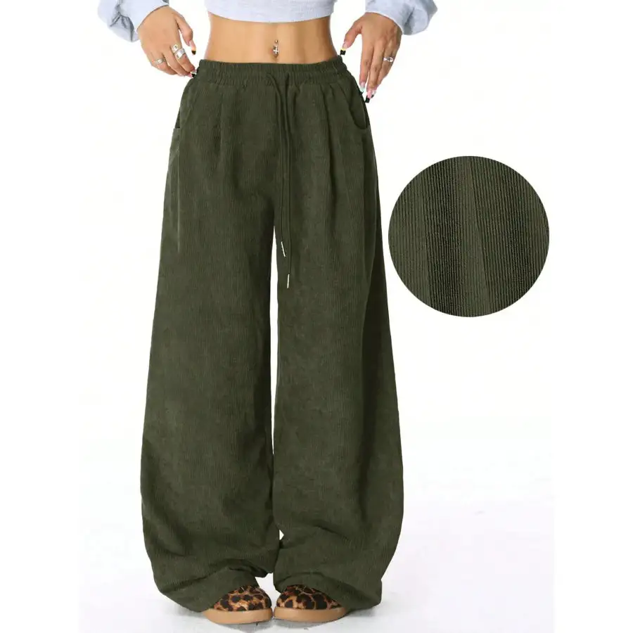 Modern Drawstring Wide Leg Pants