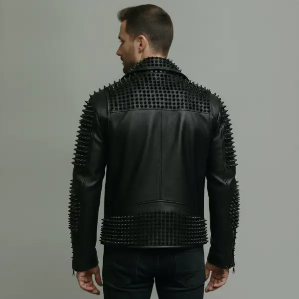 Rugged Leather Biker Studded Jacket