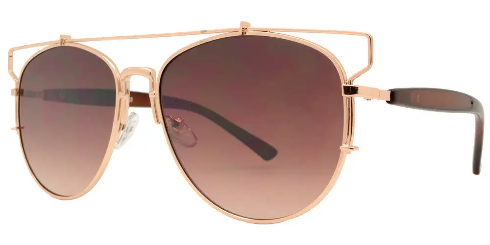 Metal Crossbar - Metal Crossbar Sunglasses With Round Flat Lens