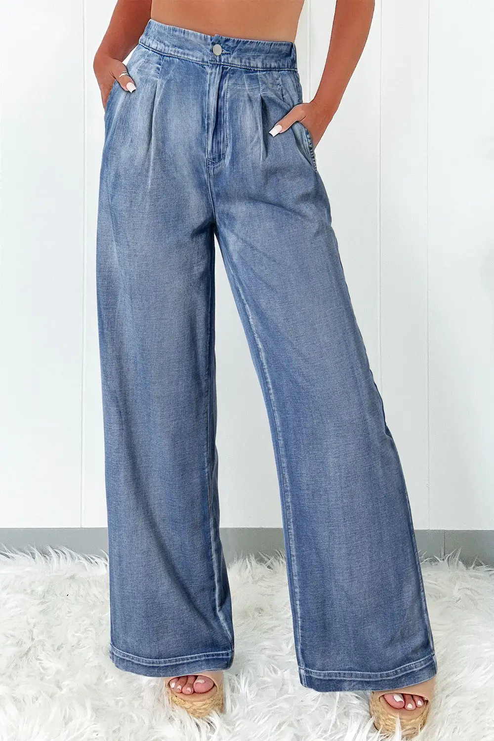 Easy High Waist Wide Leg Denim Jeans