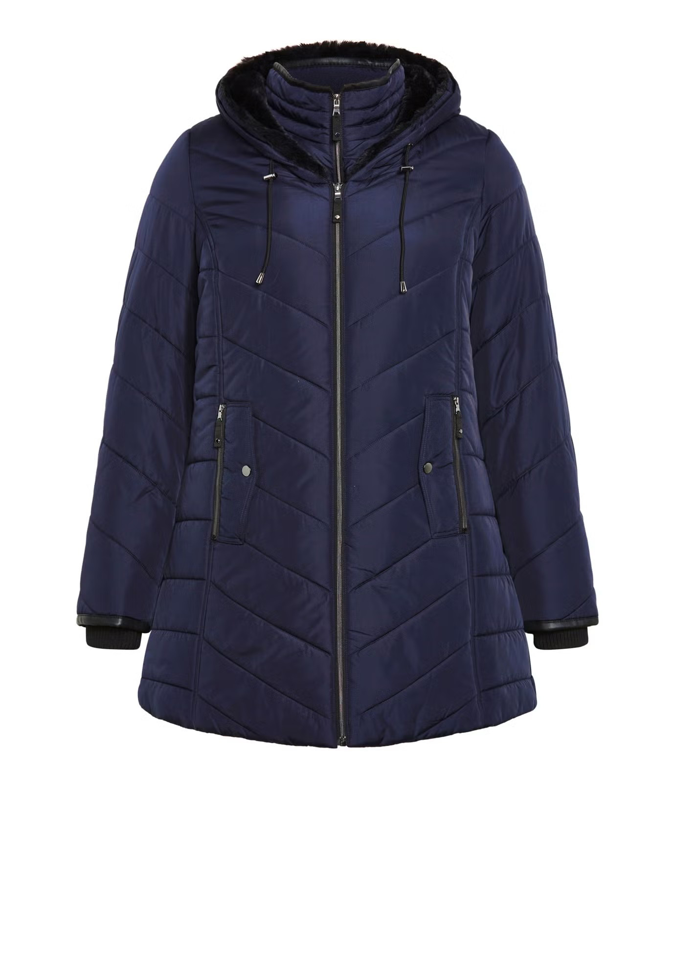 Double Zipper Mid Length Down Jacket