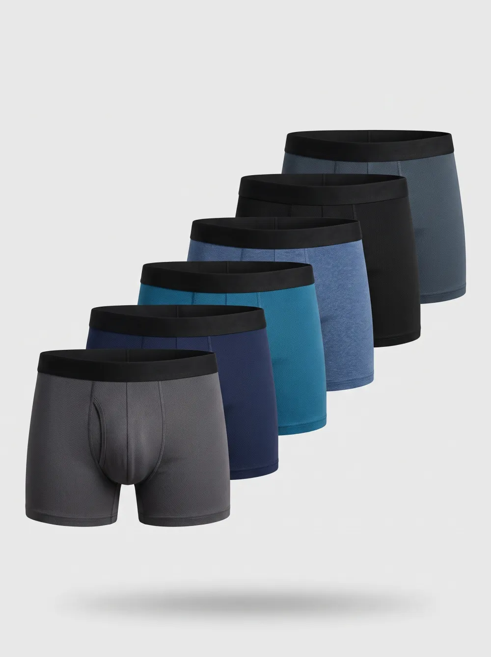 Men's Solid Mesh Breathable Textured Finish 6-Pack Boxer Briefs