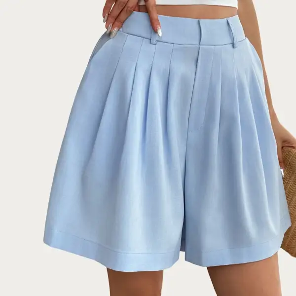 Refined High-Waist Pleated Lightweight Casual Shorts