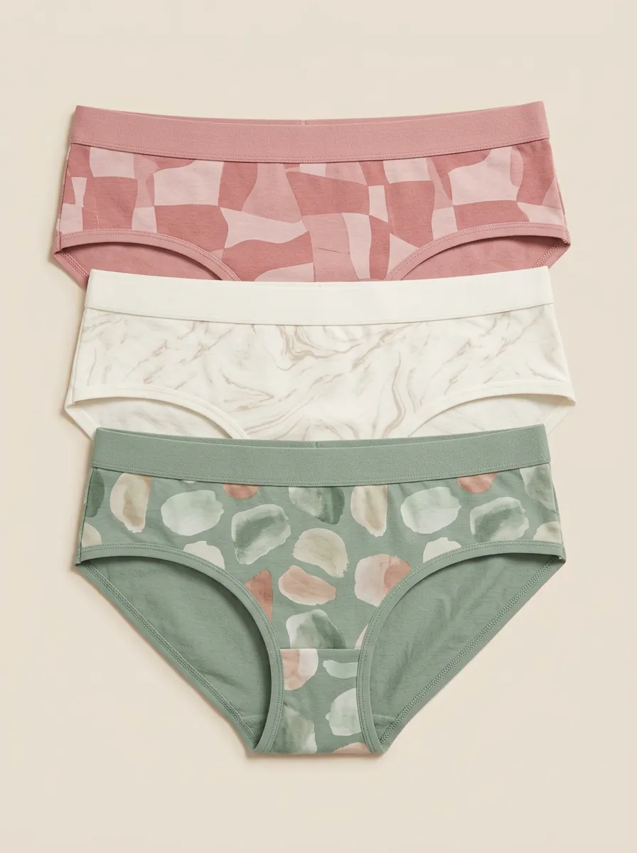 Women's Abstract Marble Watercolor Print 3-Pack Panties