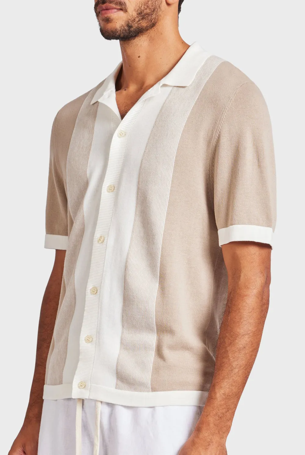 Jackson Stripe Knit SS Shirt-Oatmeal