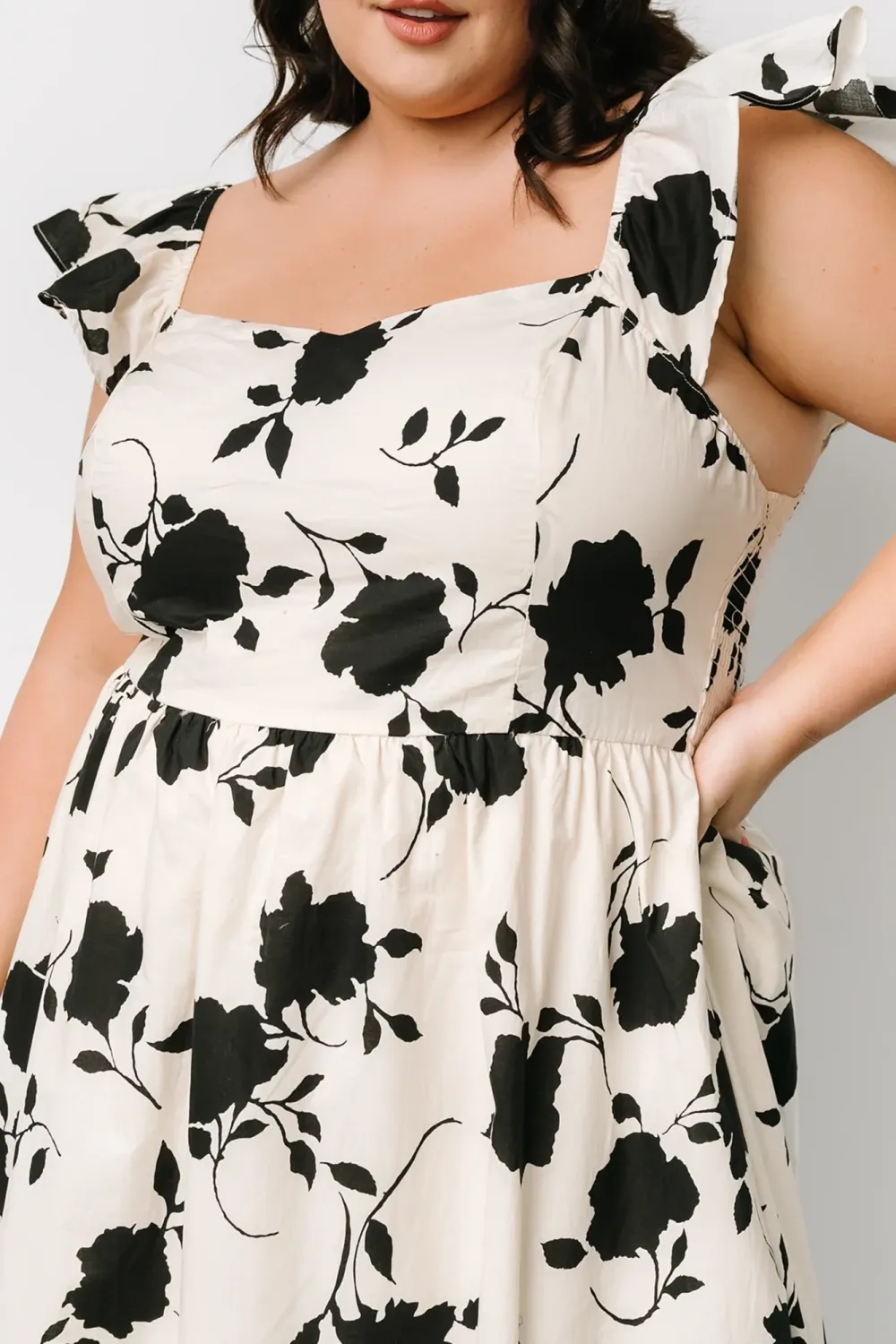 Minimalist Versatile Art Ivory And  Black Floral Dress