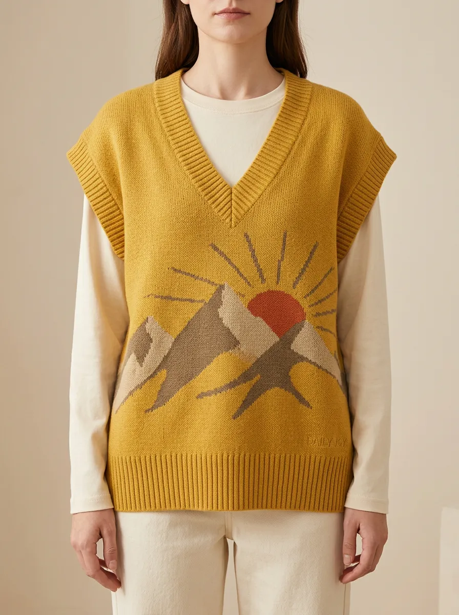 Nature Mountain Sunrise Sweater Vest