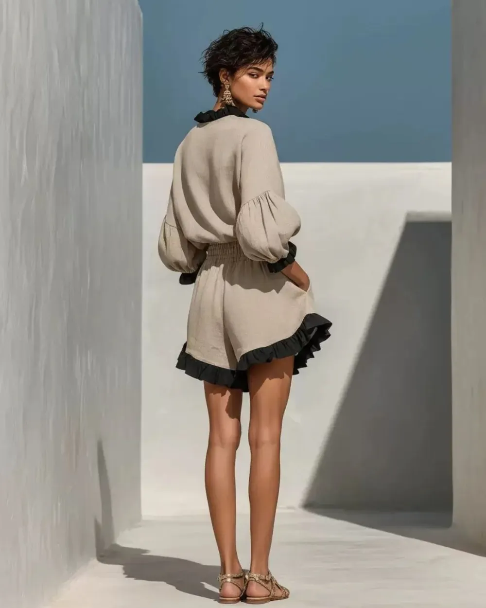 Ruffle Trim Hem Set