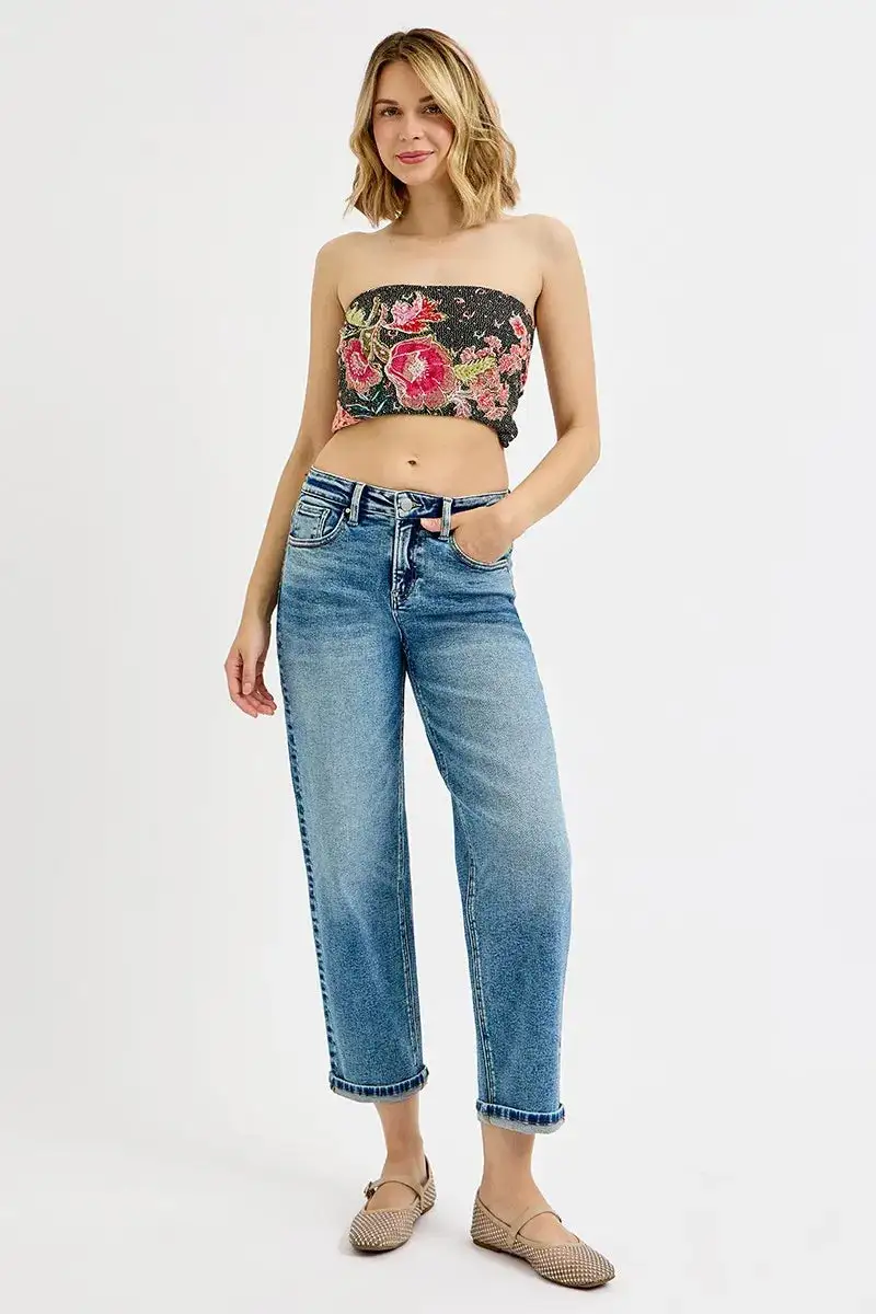 High Rise Crop Boyfriend Plus Denim Jeans