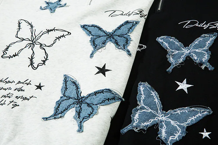 Vintage Half-Zip Butterfly Top