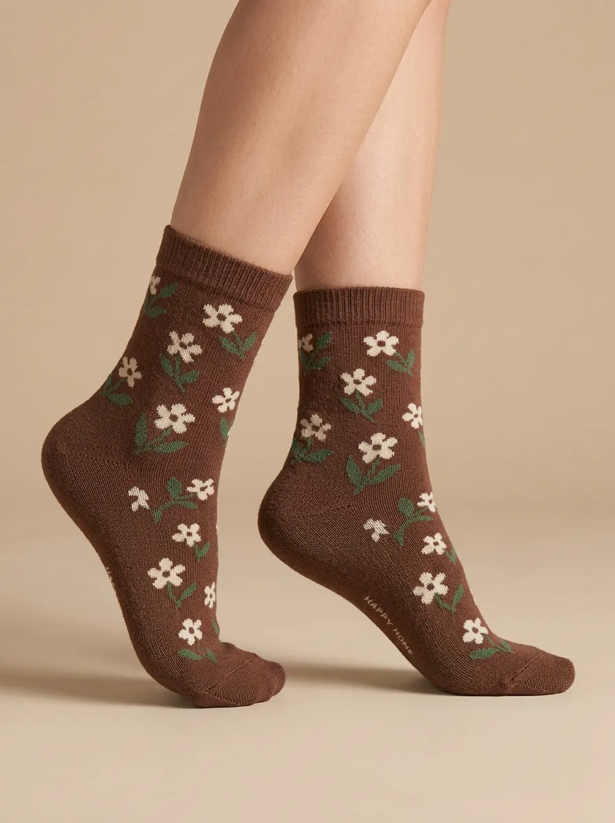 Minimal Floral Daisy-Print Casual Socks