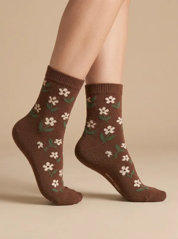 Minimal Floral Daisy-Print Casual Socks
