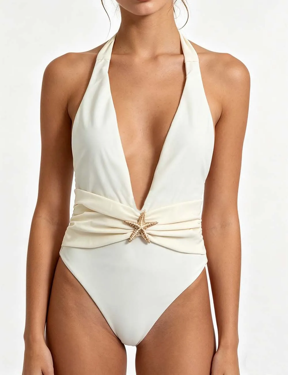 Starfish Detail Deep V Neck One Piece with Salong