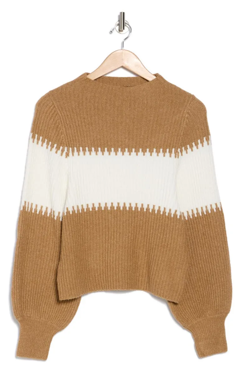 Colorblock Split Neck Sweater