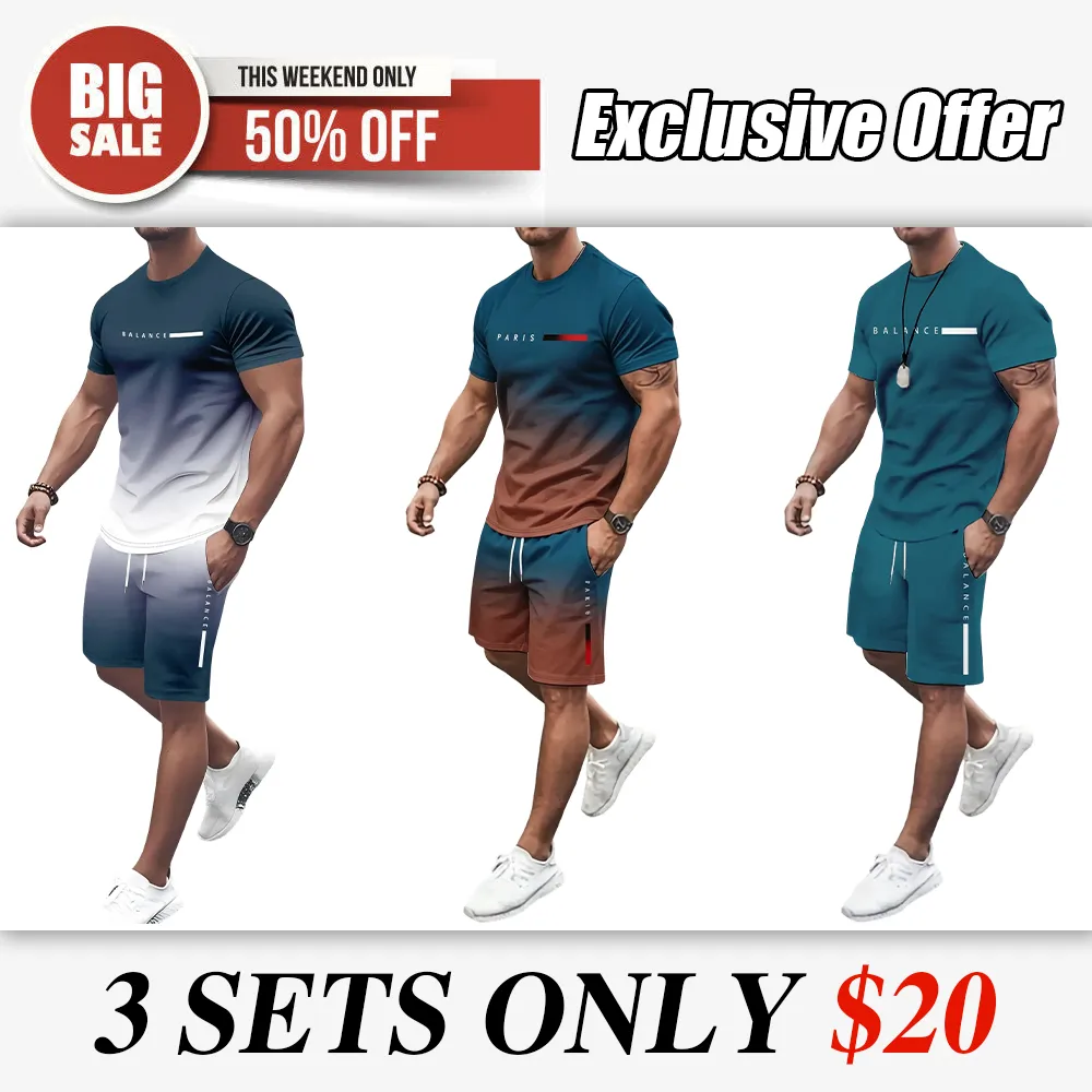 🔥 Men's Gradient Fitness Sets | Lightweight & Breathable Fabric, All-Day Comfort for Workouts