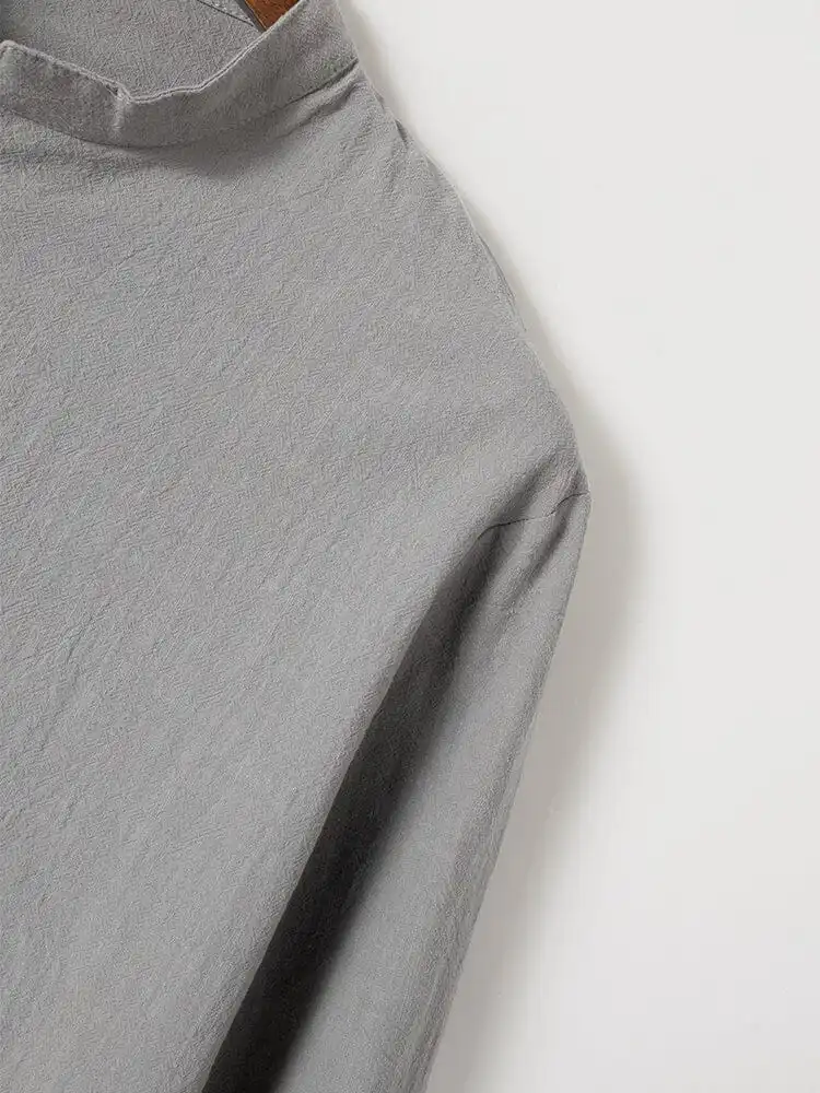 Leisure Half Placket Cotton Linen Shirt