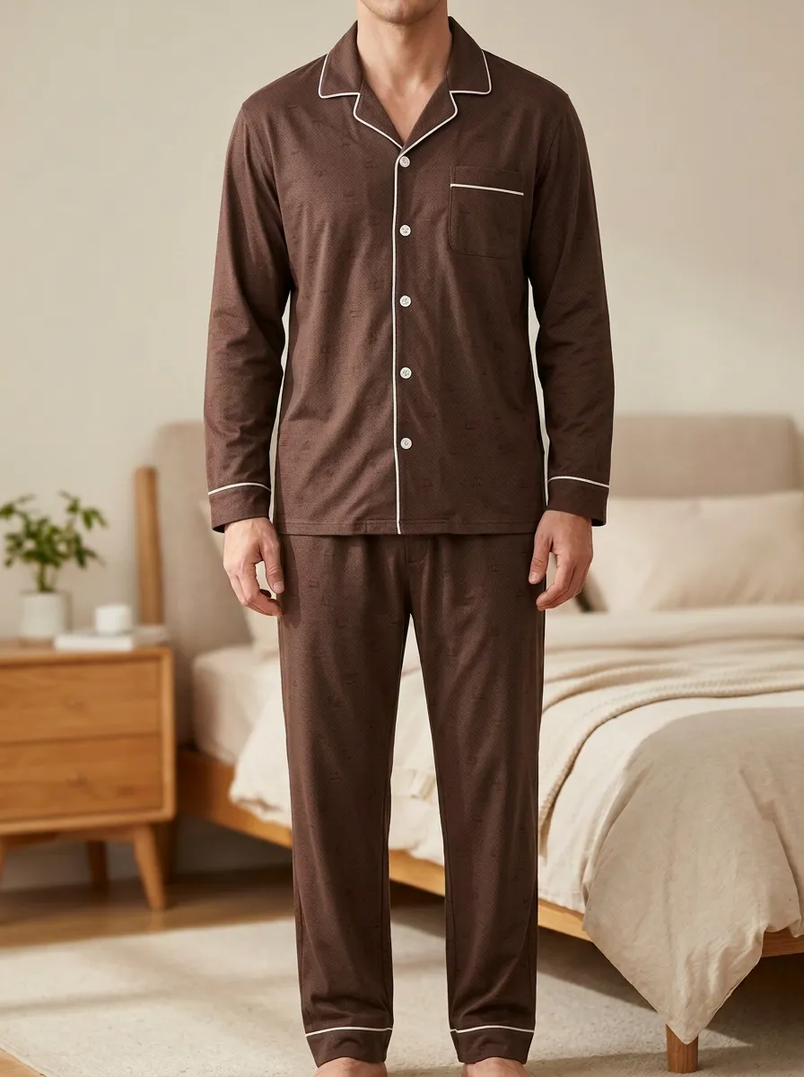 Classic Geometric Men's Pajama Set