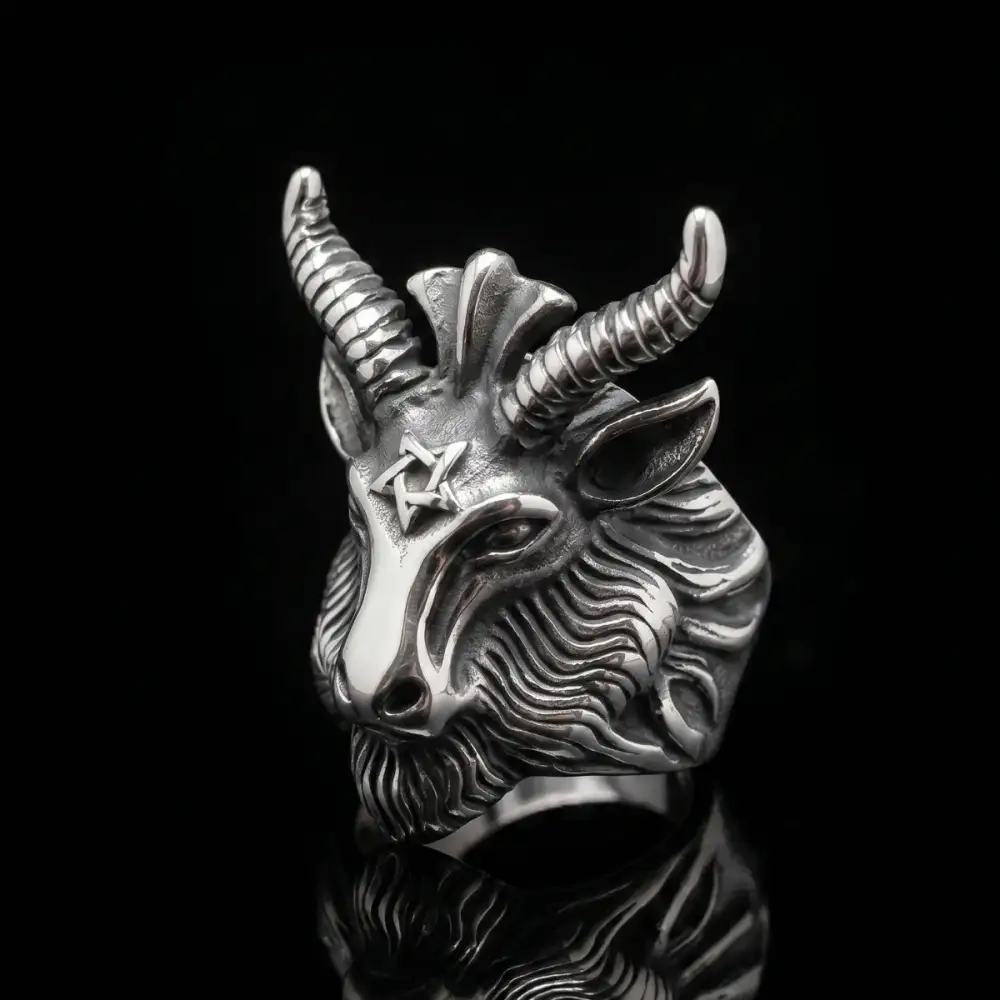 Men's Baphomet Goat Head Ring Seal