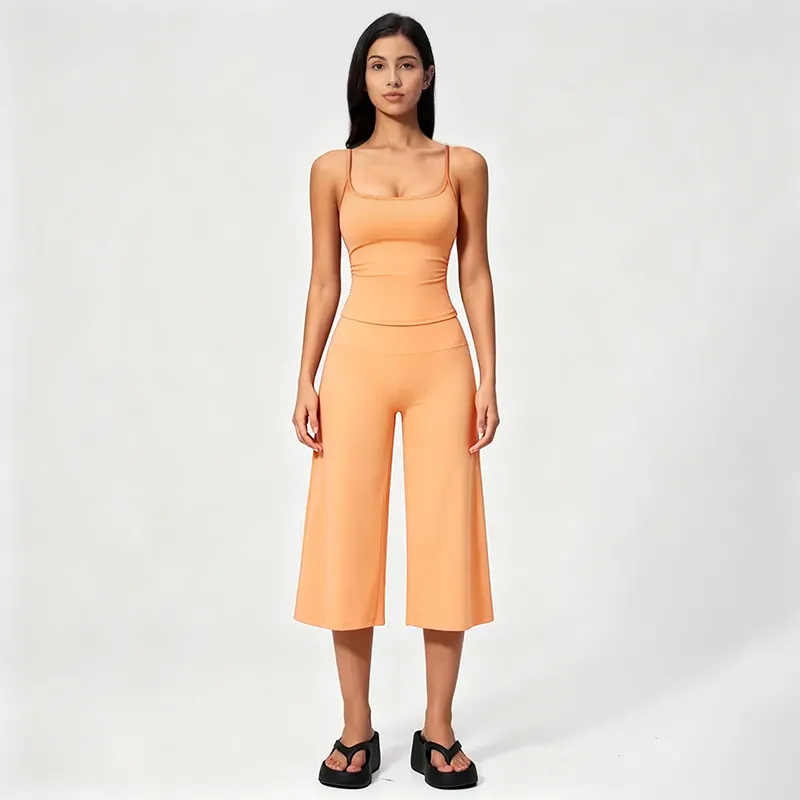 Strappy Tank Top and High-Waisted Mid-Length Shorts — Outdoor Running & Sports Set