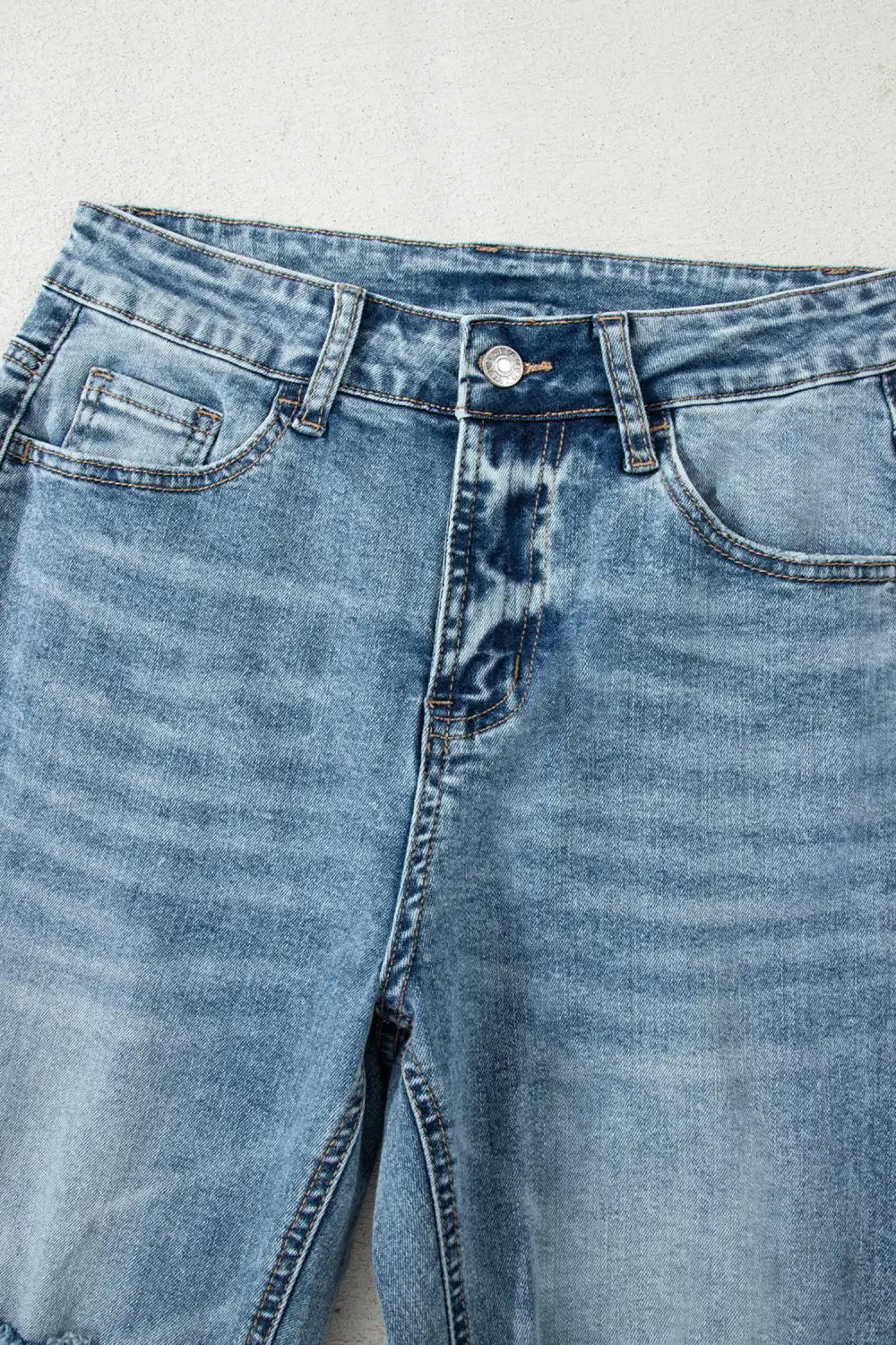 Raw Hem Ripped Open Knee Fit Flare Jeans