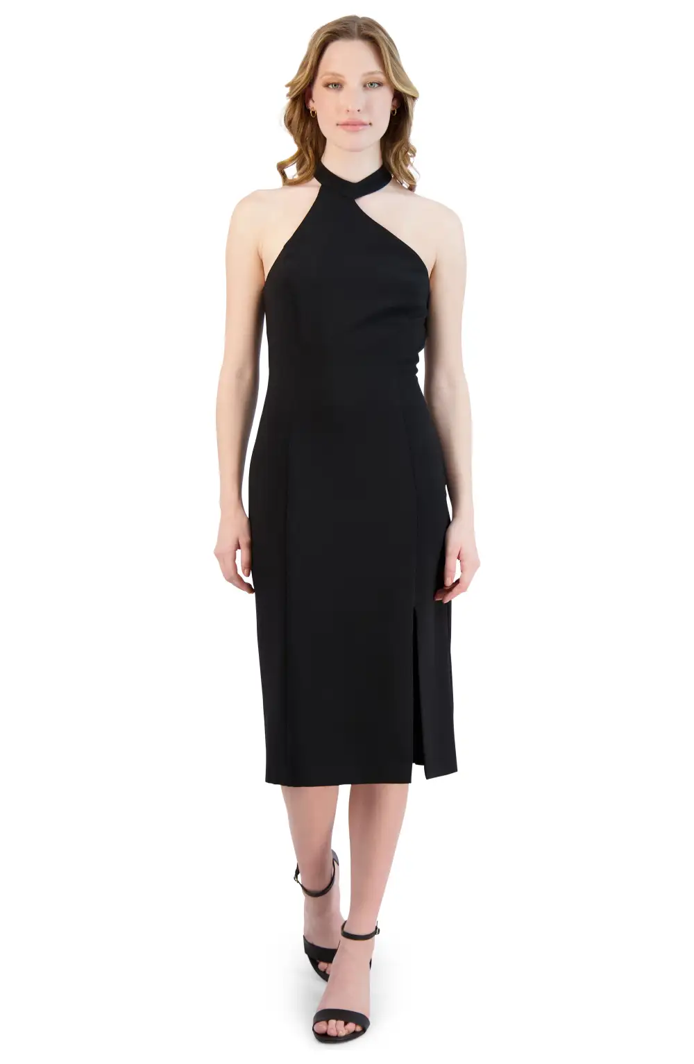 Asymmetric Shoulder Midi Dress
