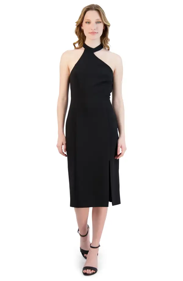 Asymmetric Shoulder Midi Dress