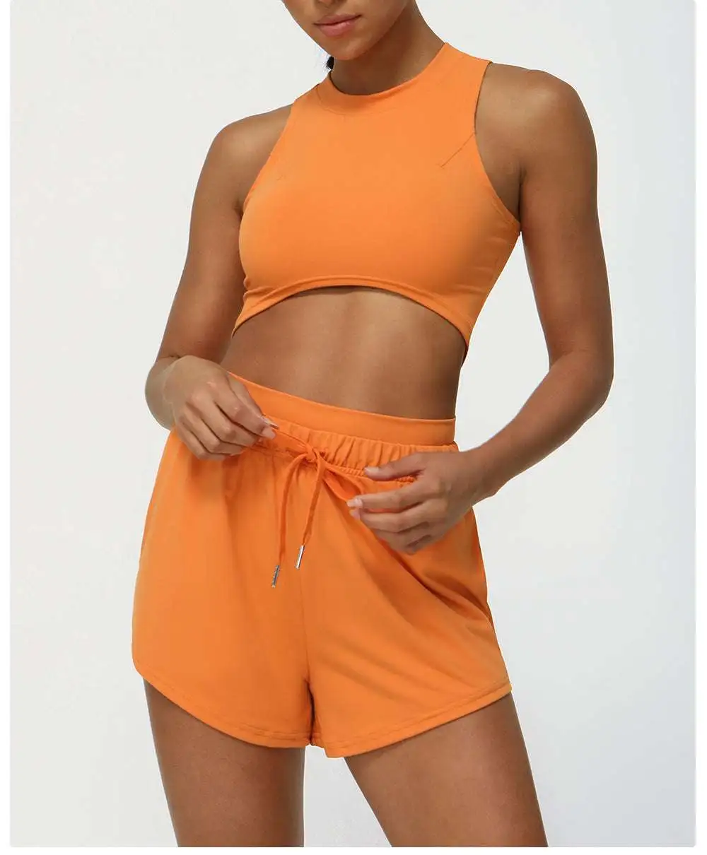 Quick-Dry Sleeveless Bra, Vest and Shorts Active Set