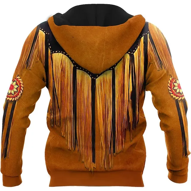 Men's Full Zip Hoodie Jacket Black+Brown Black White Yellow Brown Hooded Graphic Prints Zipper Print Sports & Outdoor Daily Sports 3D Print Streetwear Designer Casual Spring &  Fall Clothing Apparel