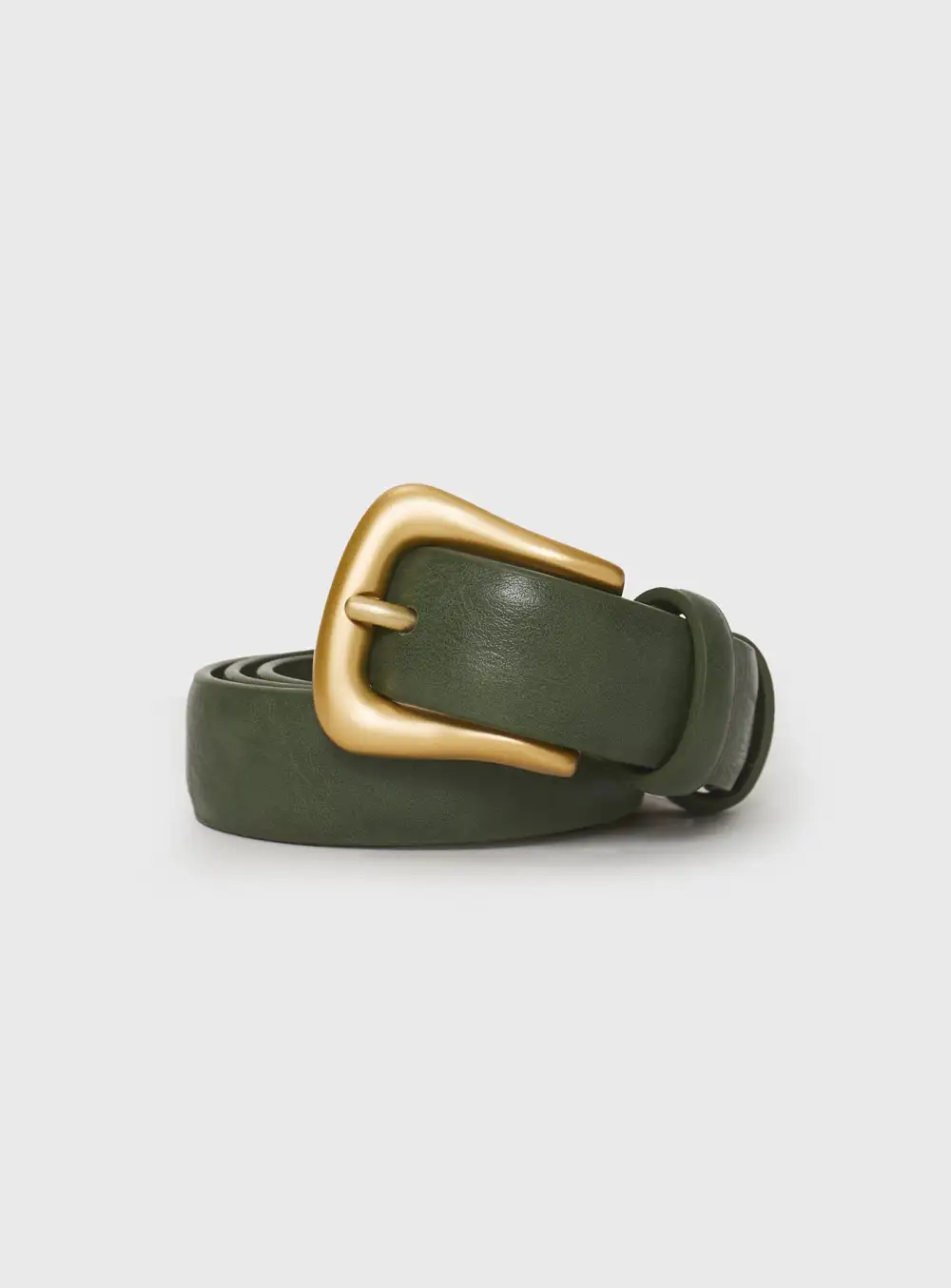 Modern Finish Buckle Faux Leather Belt