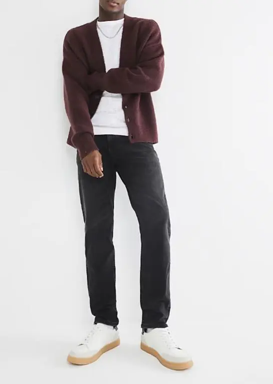 Men's Casual Skinny Washed Black Jeans