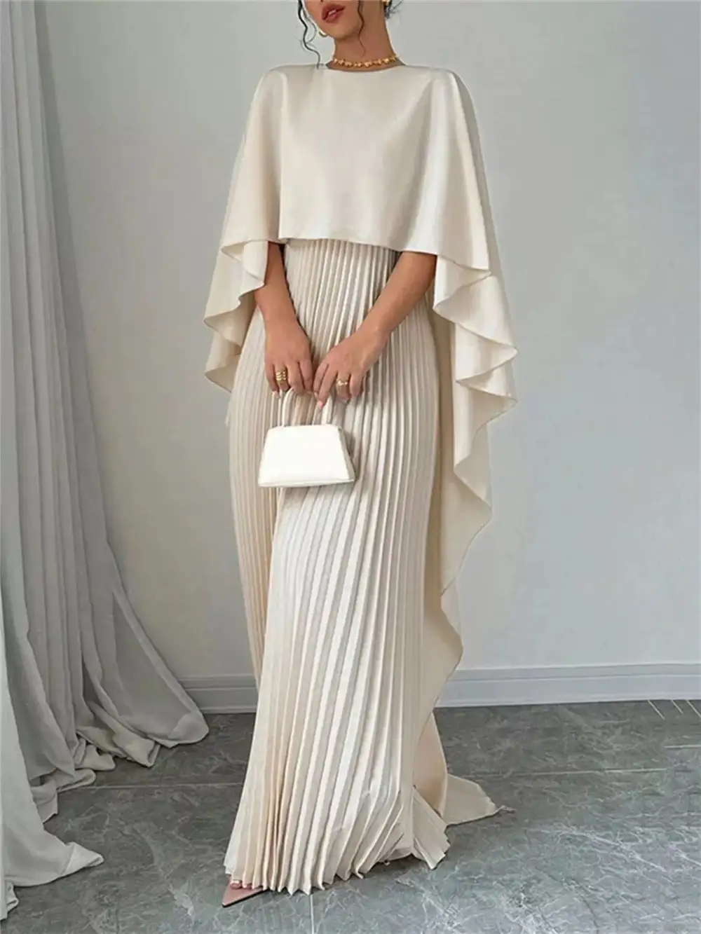 Drape Pleated Maxi Dress