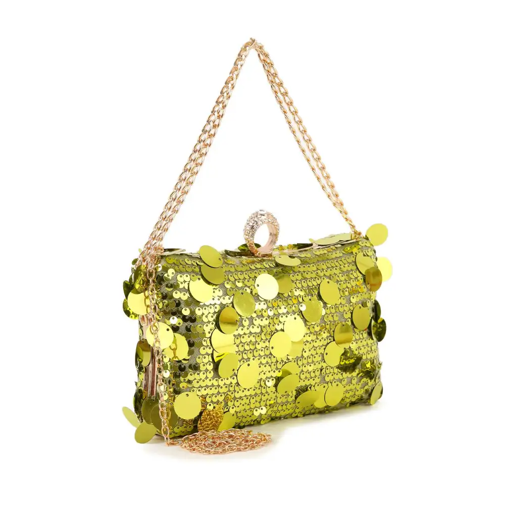 Relaxed Detail Chain Accent Evening Clutch Bag