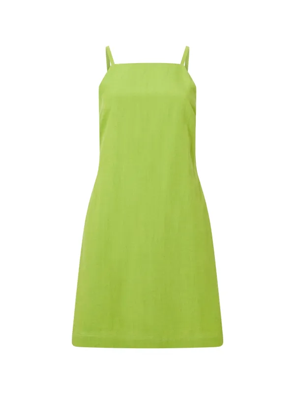 Playful Light Linen Square Neck Dress