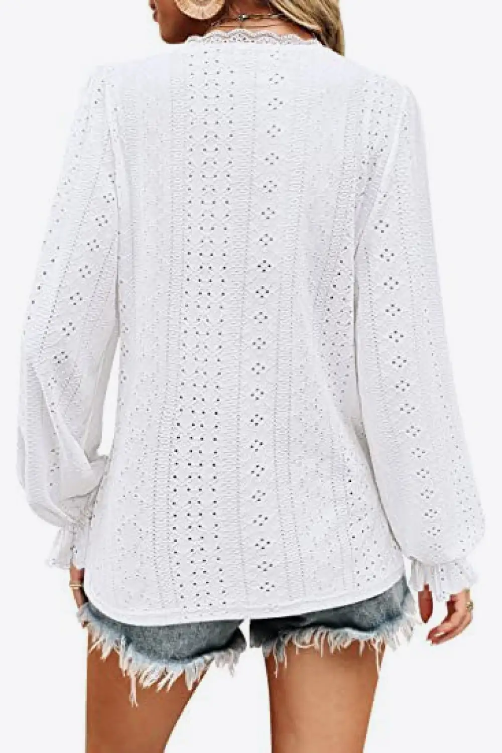 Everyday Soft Eyelet V-Neck Blouse