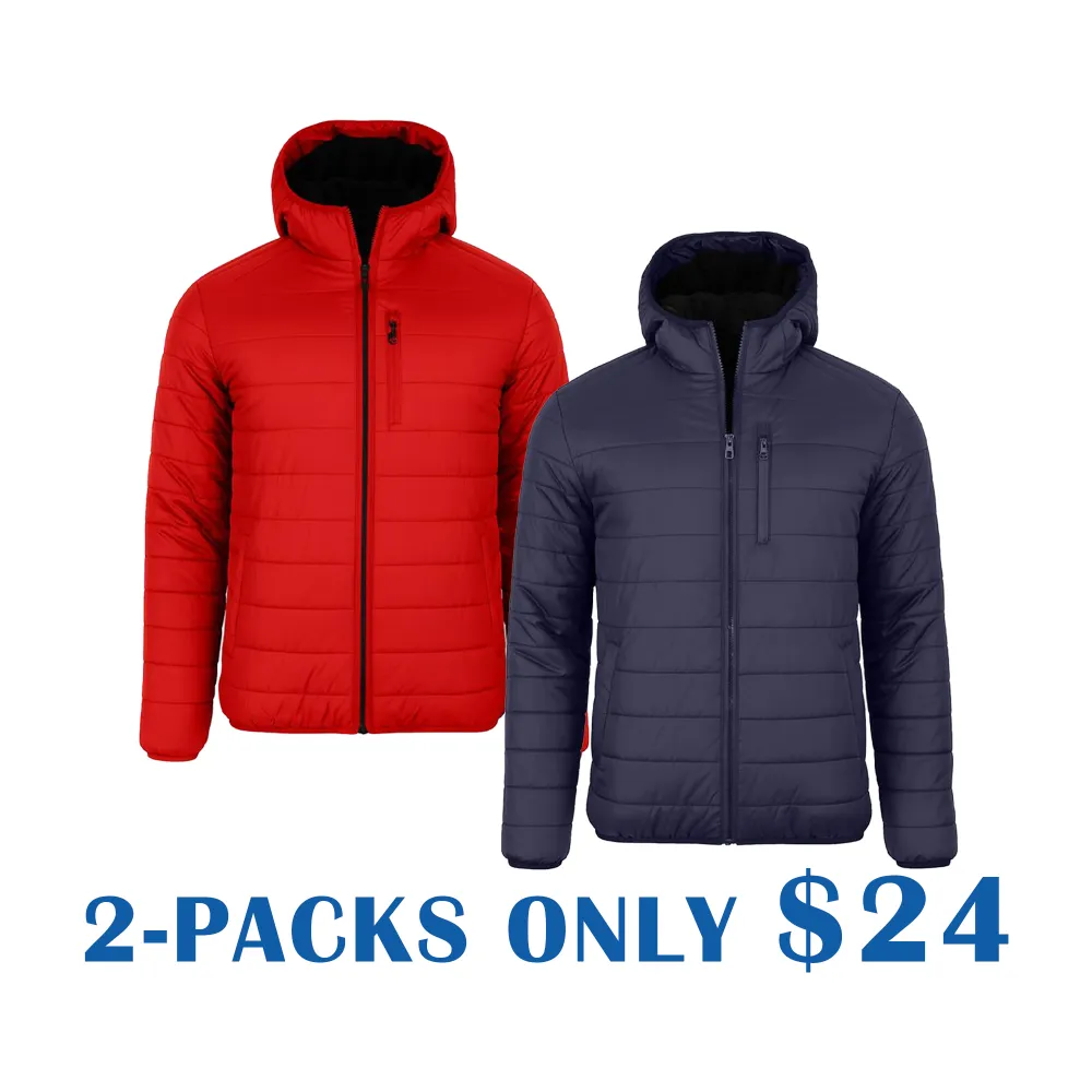 Men’s Sherpa Fleece–Lined Hooded Puffer Jacket – Classic Warm Winter Coat