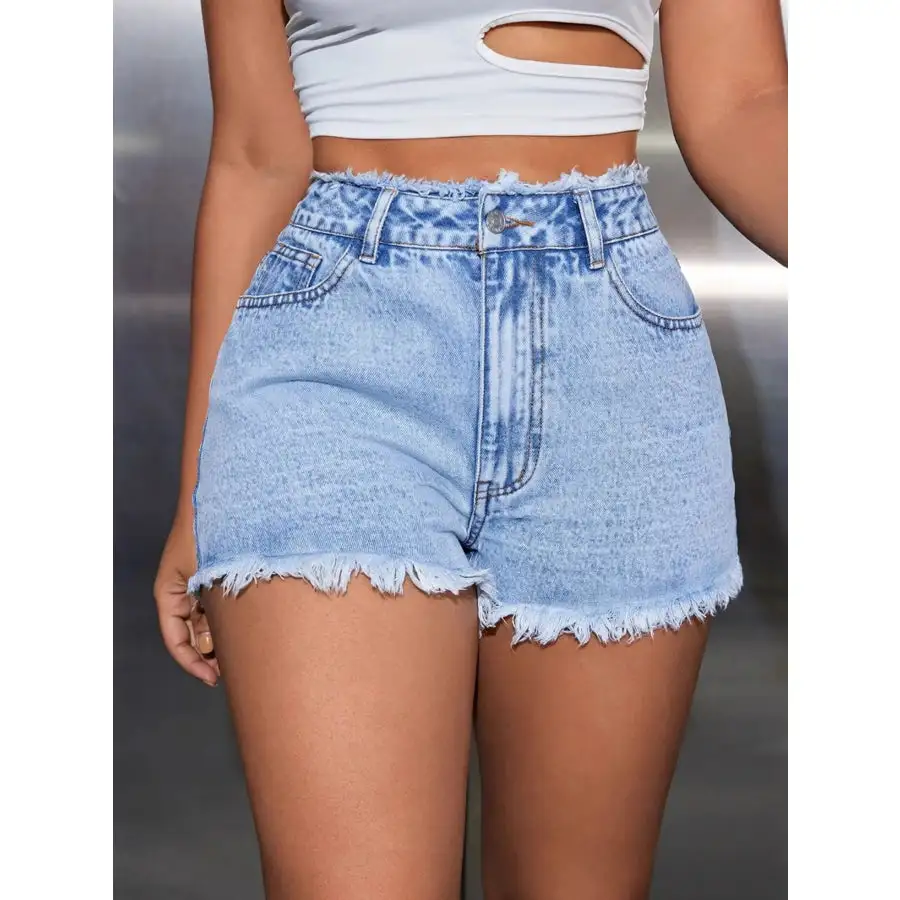 Everyday Raw Hem Frayed Hem Frayed High Waist Shorts