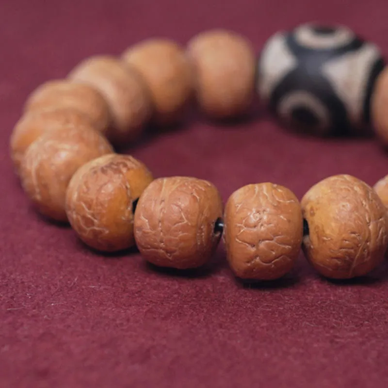 Bodhi Seed Dzi Bead Charm Wrist Mala Bracelet