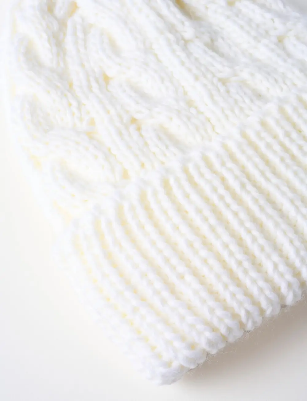 Ivory Cable Knit Pom Pom Hat