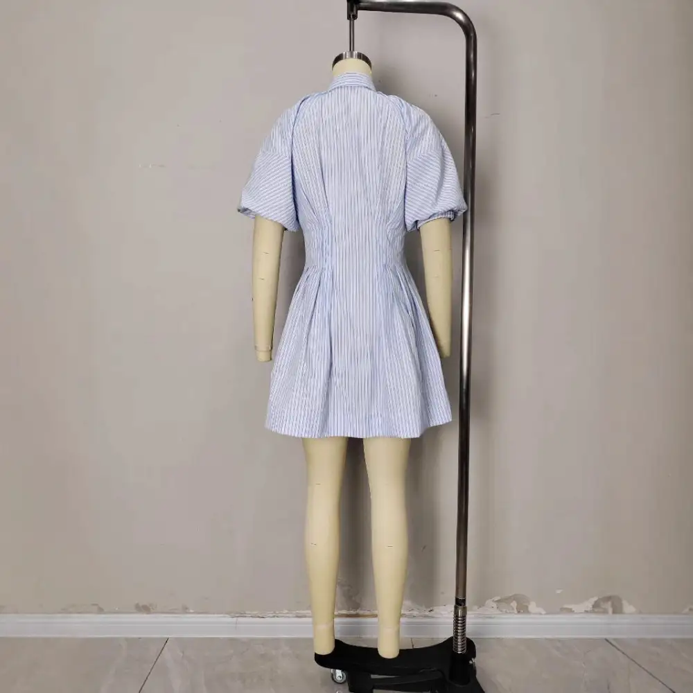 Heritage Button Down Striped Belted Short Skirt
