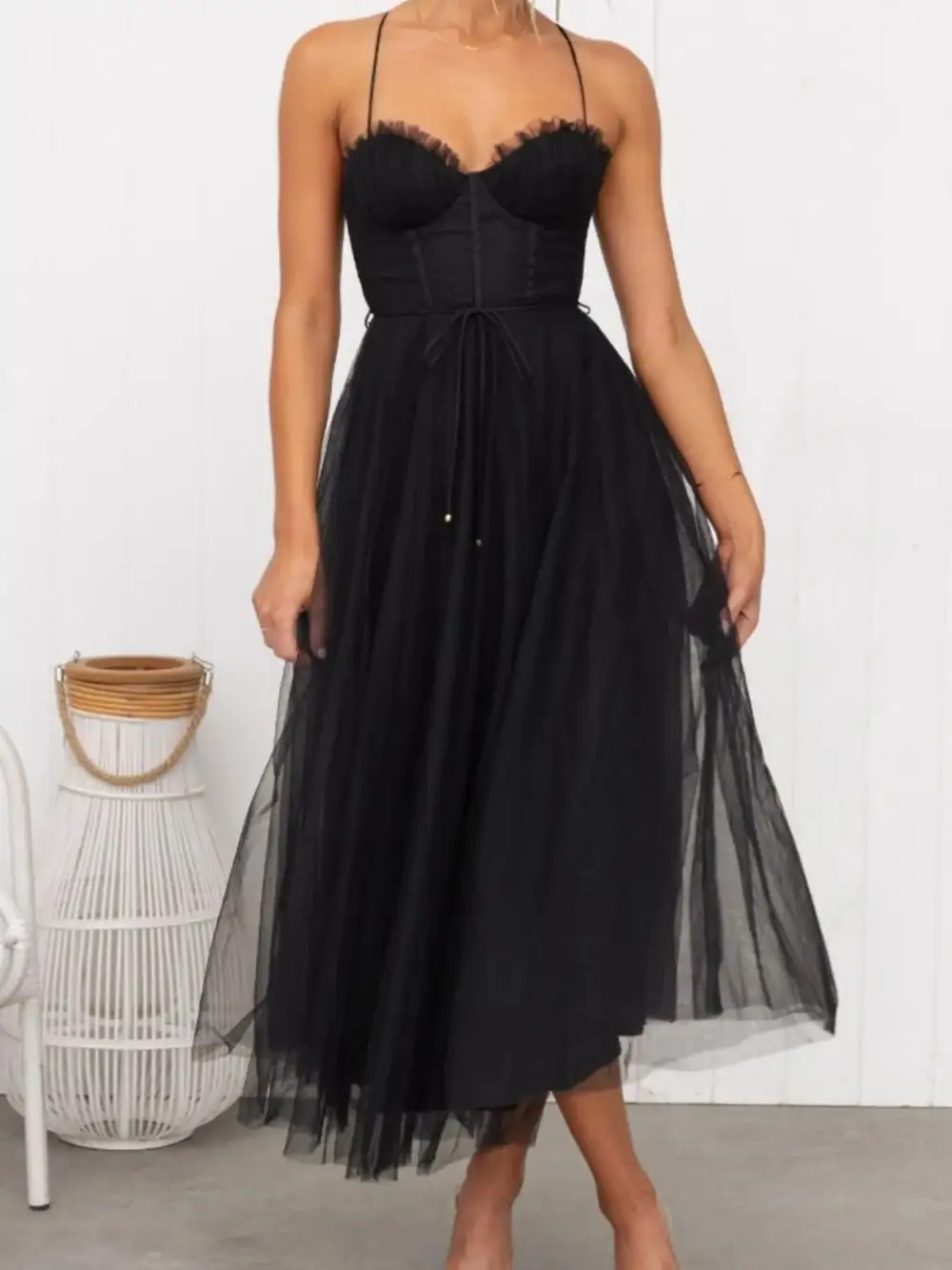 Easy Fit Midi Tie Detail Dress