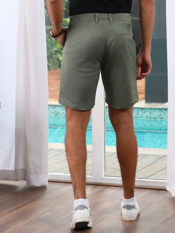 Green Mid-Rise Casual Style Shorts